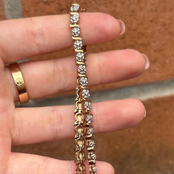 Vintage 925 Gold Plated Tennis Bracelet 7.5” - Picture 9 of 9